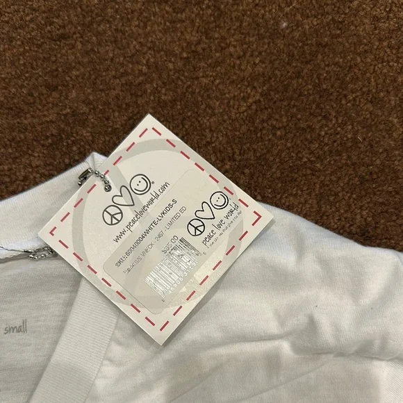 Peace Love World White V-Neck Short Sleeve Tee - Picture 3 of 4